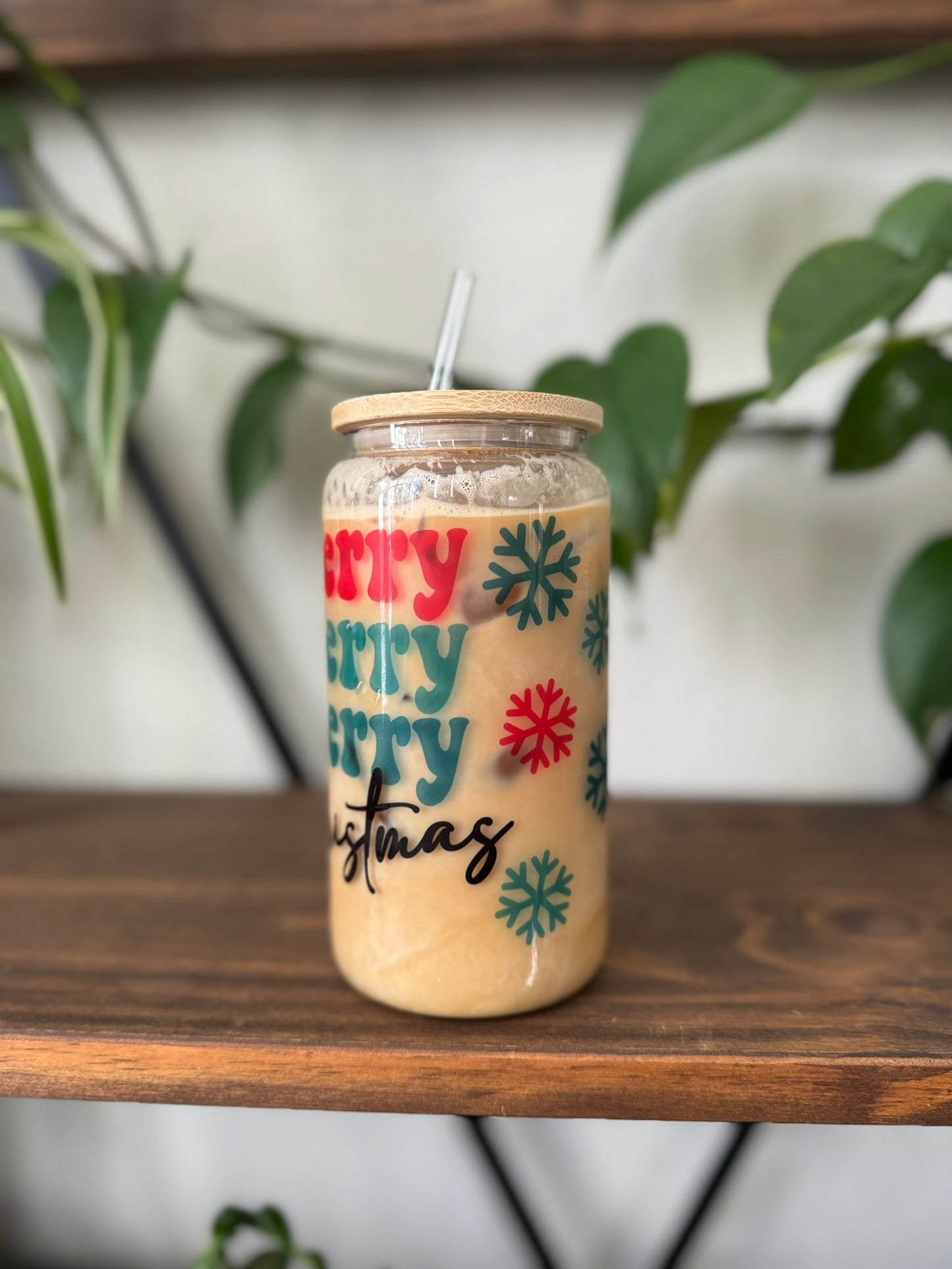 Merry Merry Merry Christmas Can Glass