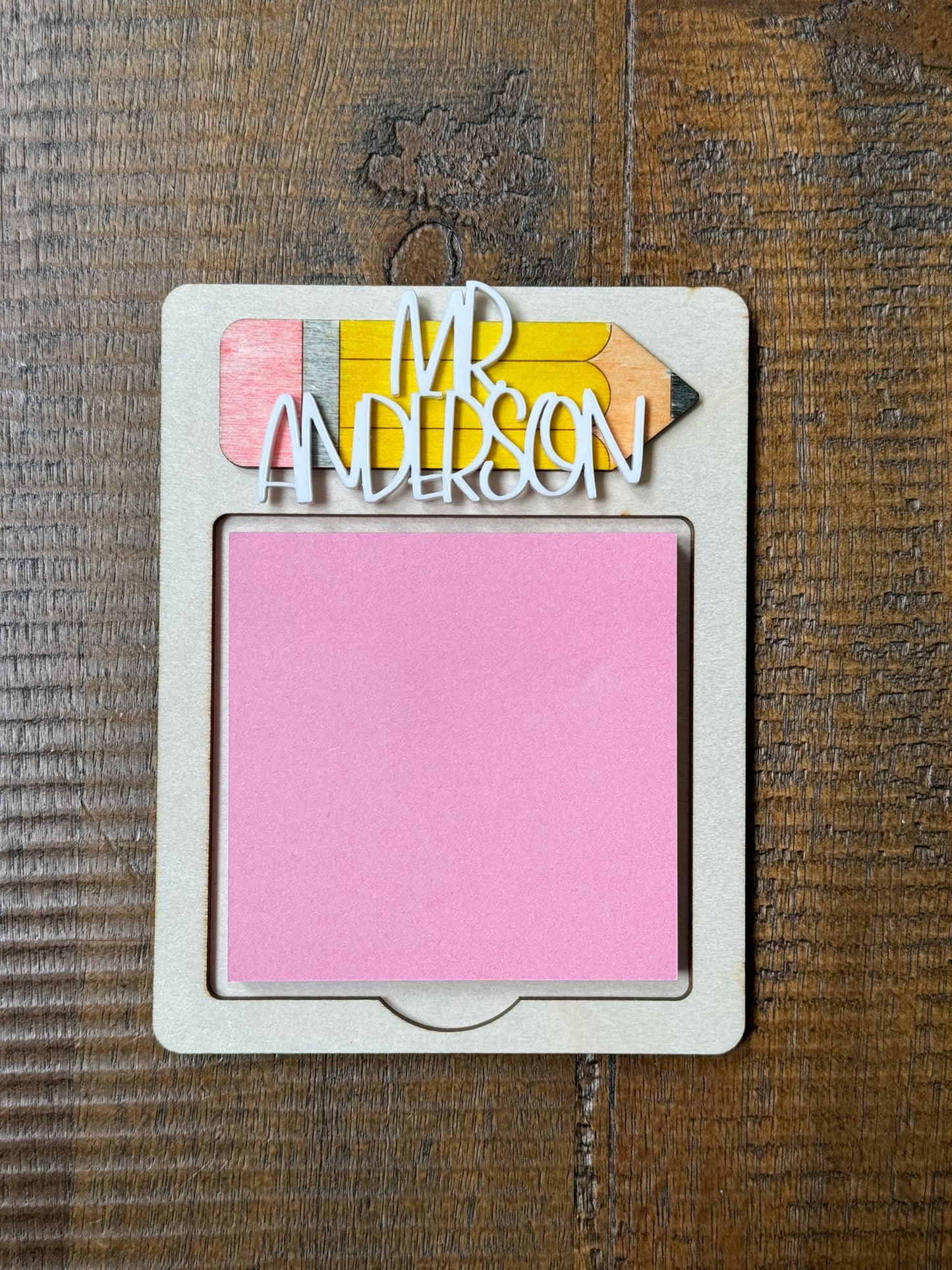 Personalized Pencil Post-It Note Holder