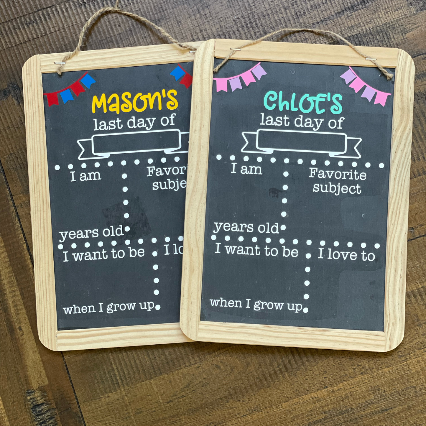 Personalized Back to School Chalkboard with Twine Hanger
