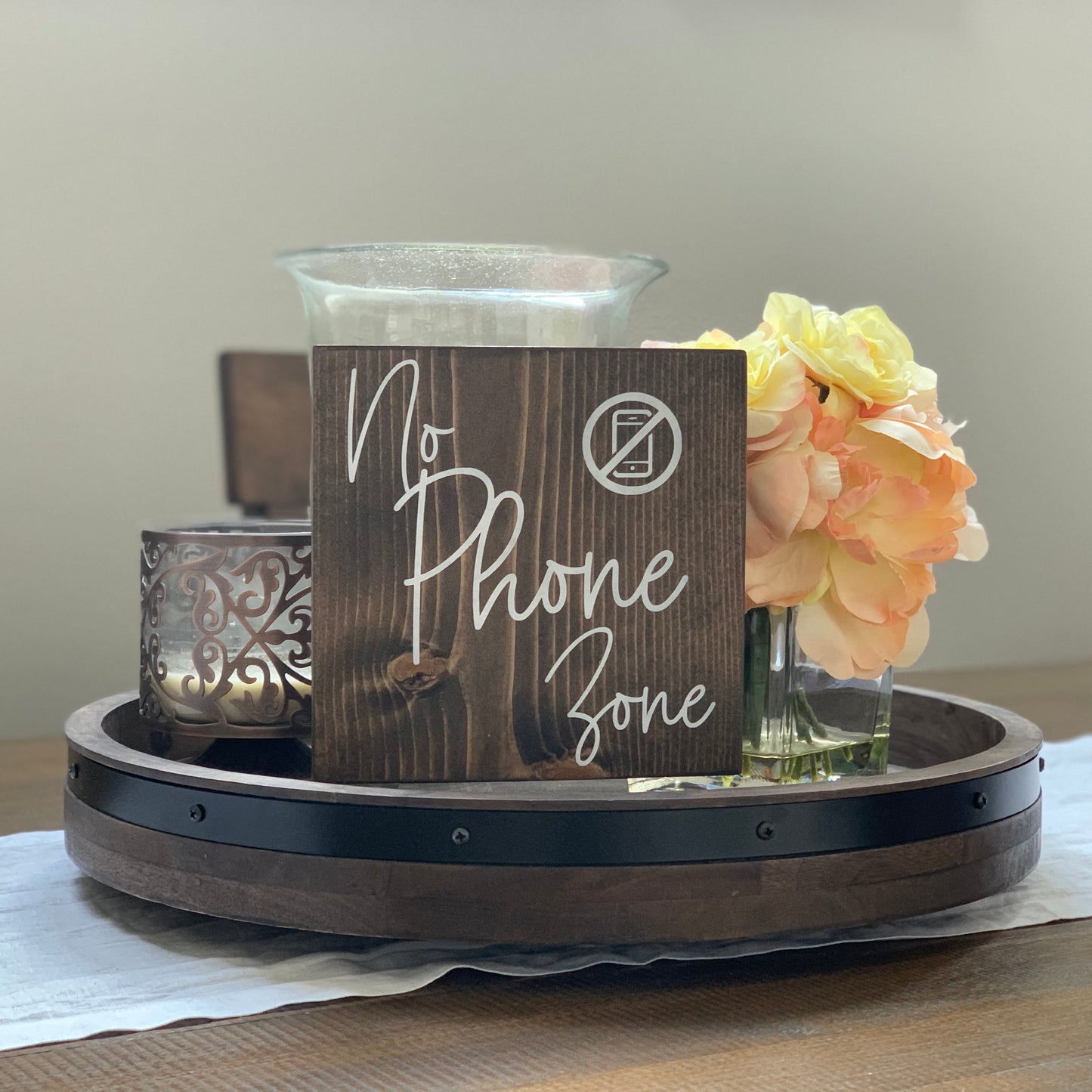 No Phone Zone Wood Sign