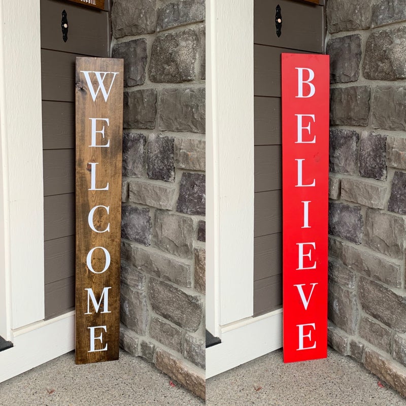 Welcome & Believe Reversible Porch Leaner