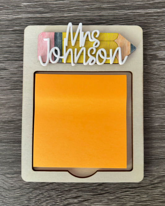Personalized Pencil Post-It Note Holder
