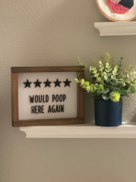 Framed Would Poop Here Again Sign