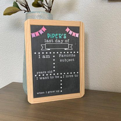 Personalized Back to School Chalkboard with Flags
