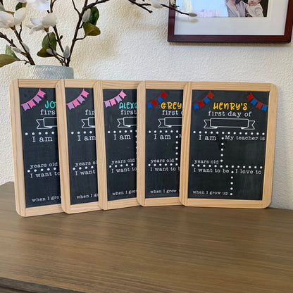 Personalized Back to School Chalkboard with Flags