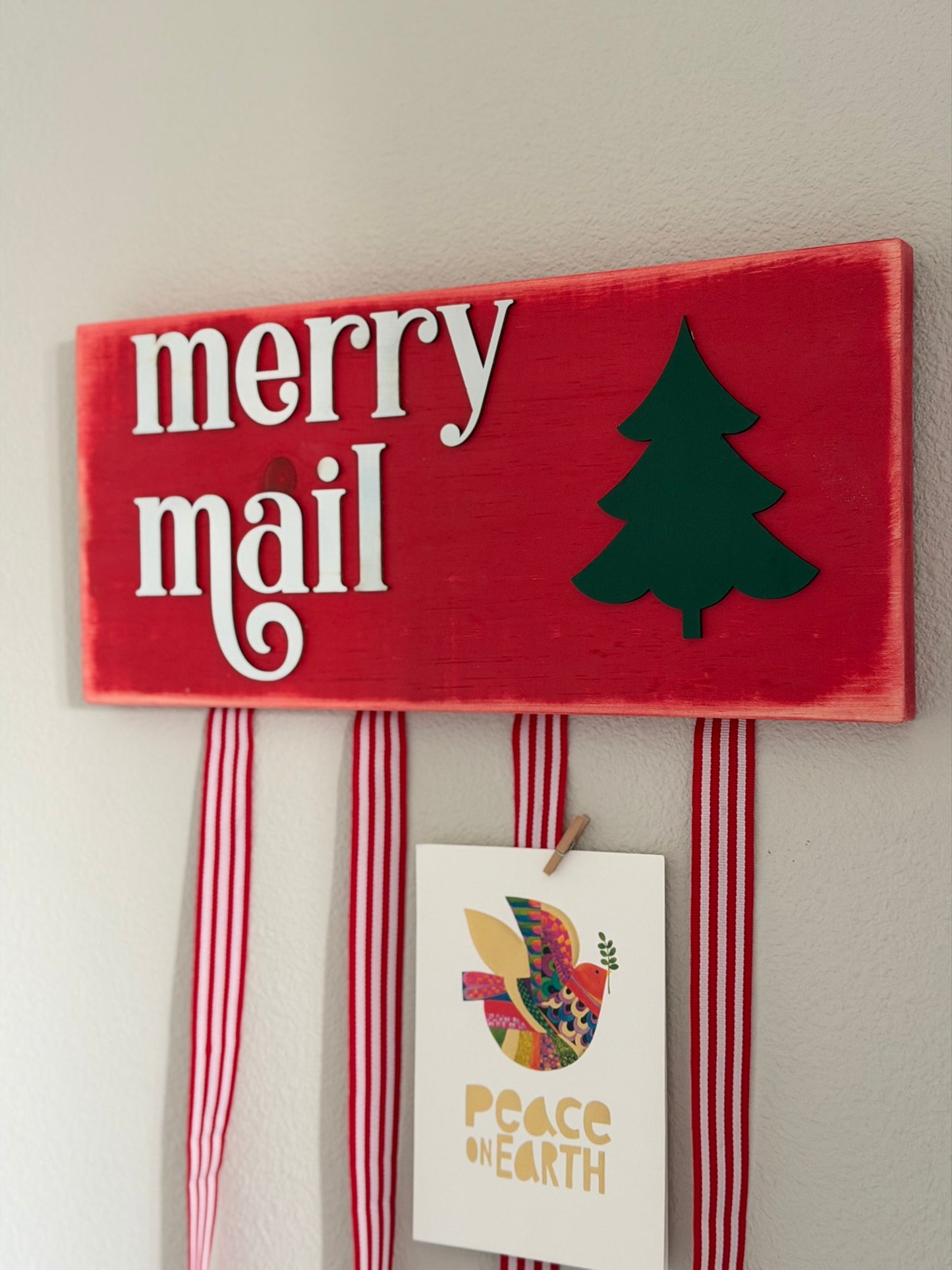 Red Merry Mail Greeting Card Display