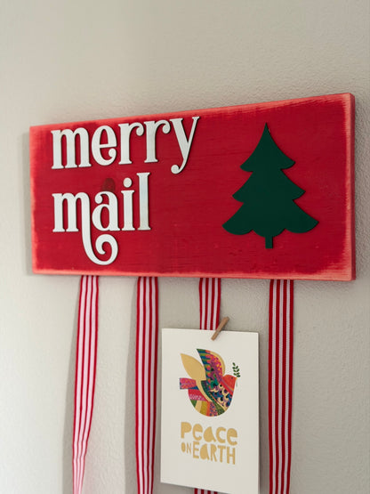 Red Merry Mail Greeting Card Display