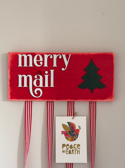 Red Merry Mail Greeting Card Display