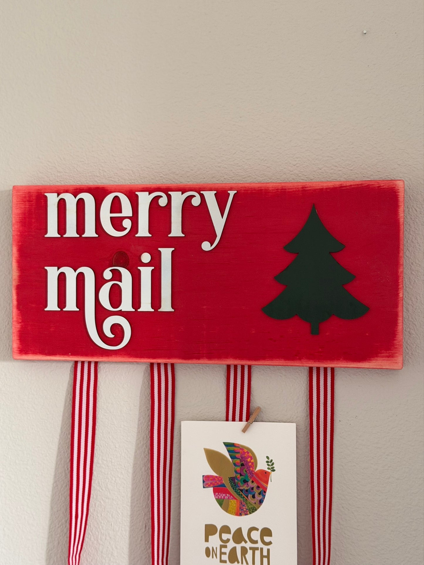 Red Merry Mail Greeting Card Display