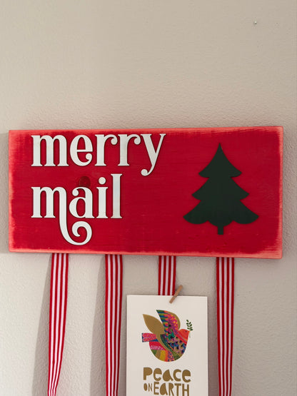 Red Merry Mail Greeting Card Display