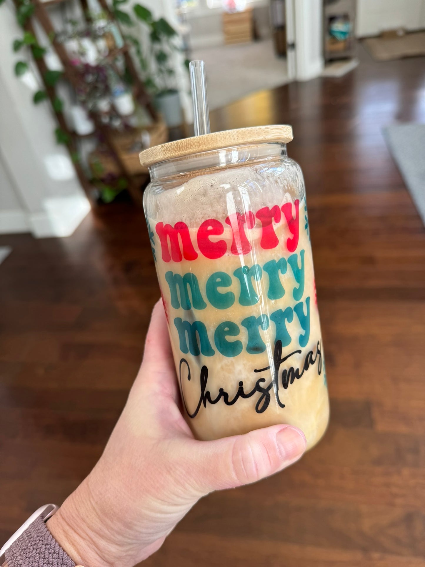 Merry Merry Merry Christmas Can Glass