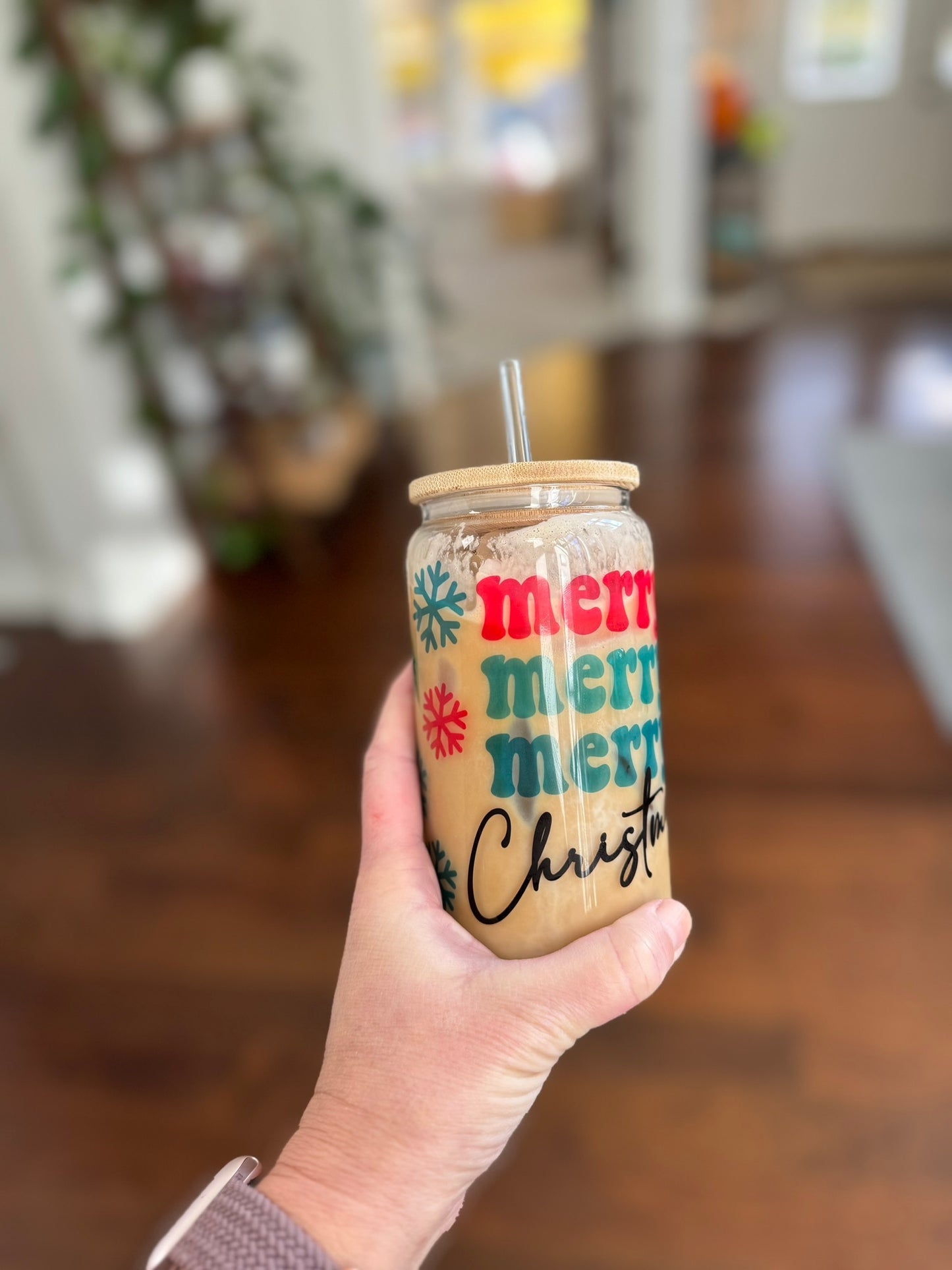 Merry Merry Merry Christmas Can Glass