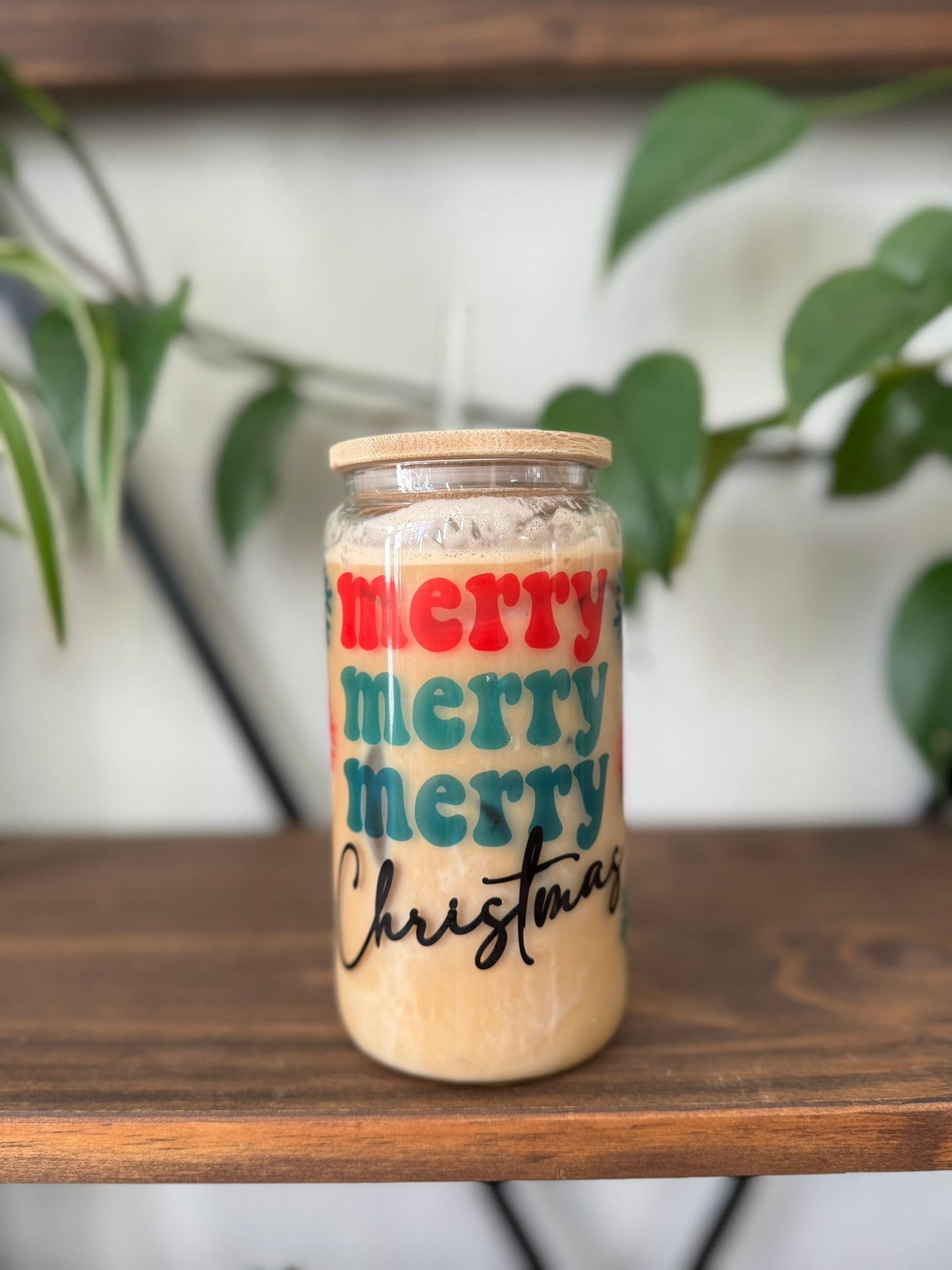 Merry Merry Merry Christmas Can Glass