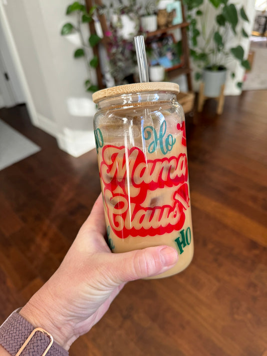 Mama Claus Can Glass
