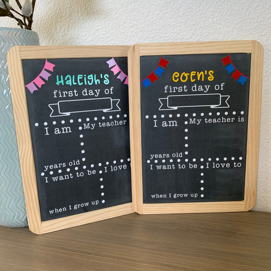 Personalized Back to School Chalkboard with Flags