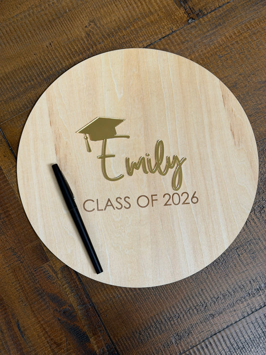 Personalized Round Graduation Guest Book