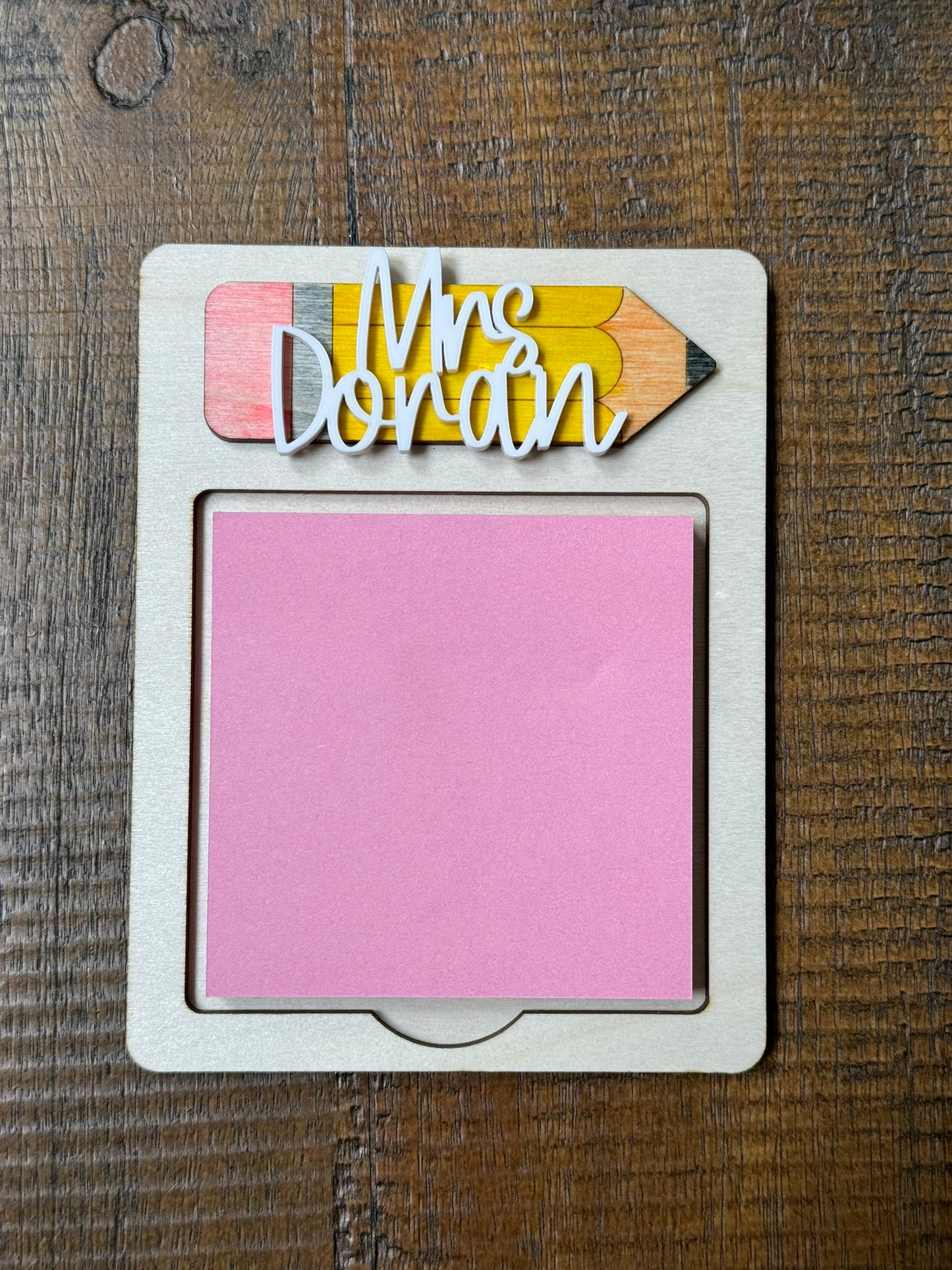Personalized Pencil Post-It Note Holder