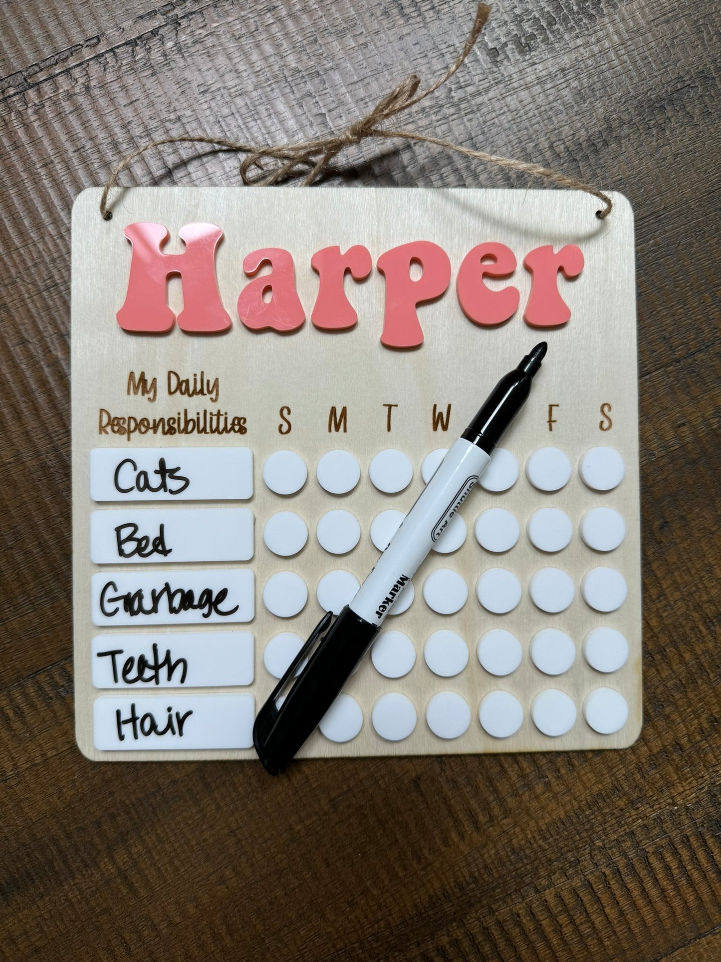Personalized Square Responsibility Chart