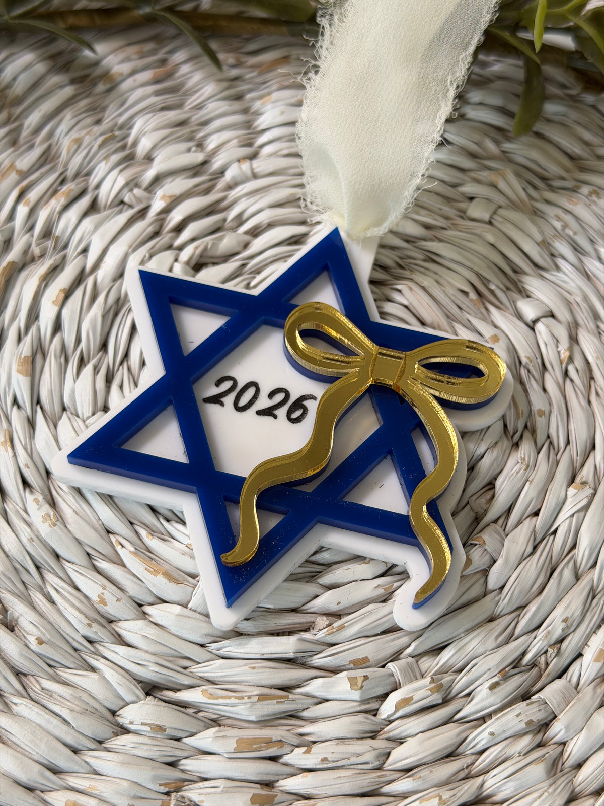 Star of David with Bow Ornament