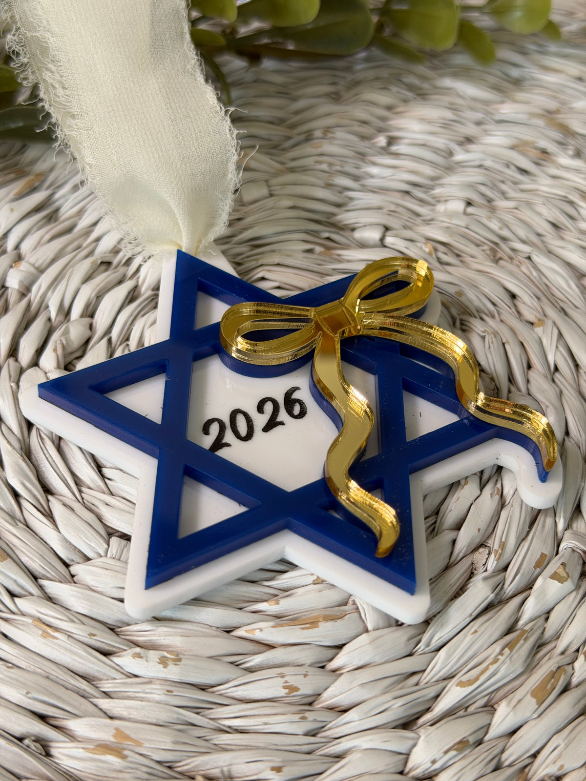 Star of David with Bow Ornament