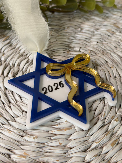 Star of David with Bow Ornament