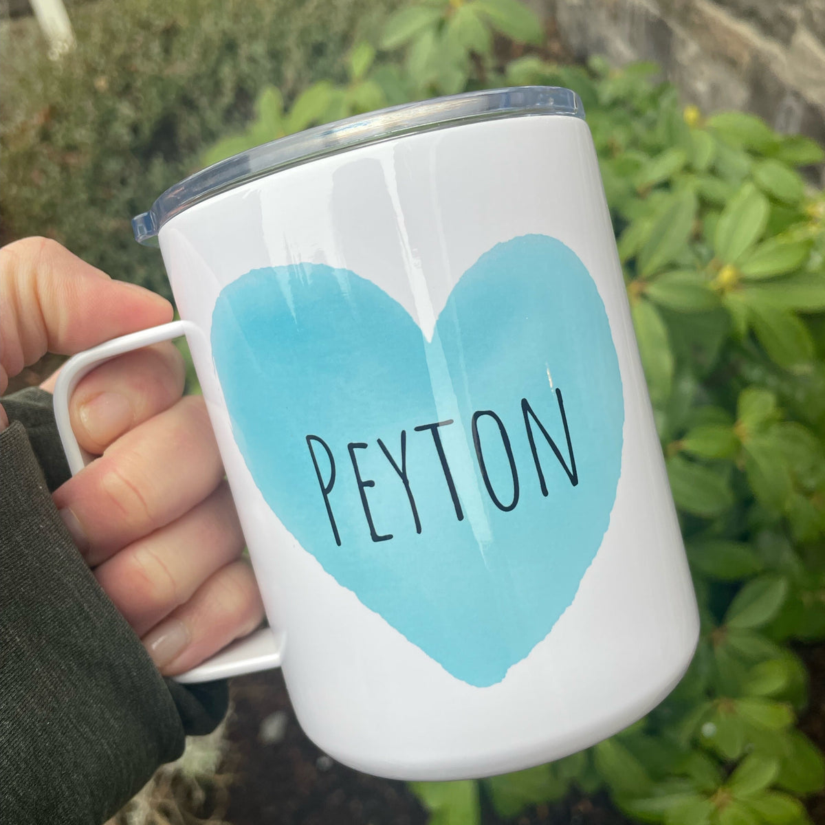 Personalized Watercolor Heart Camp Mug