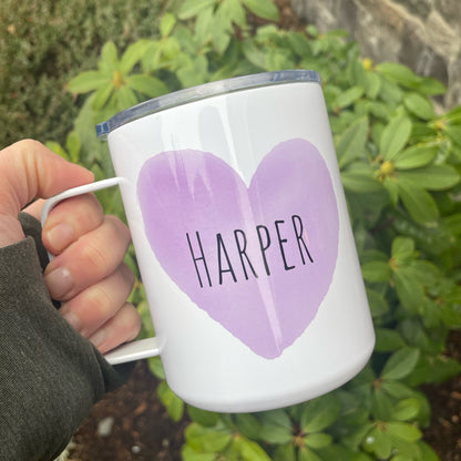 Personalized Watercolor Heart Camp Mug