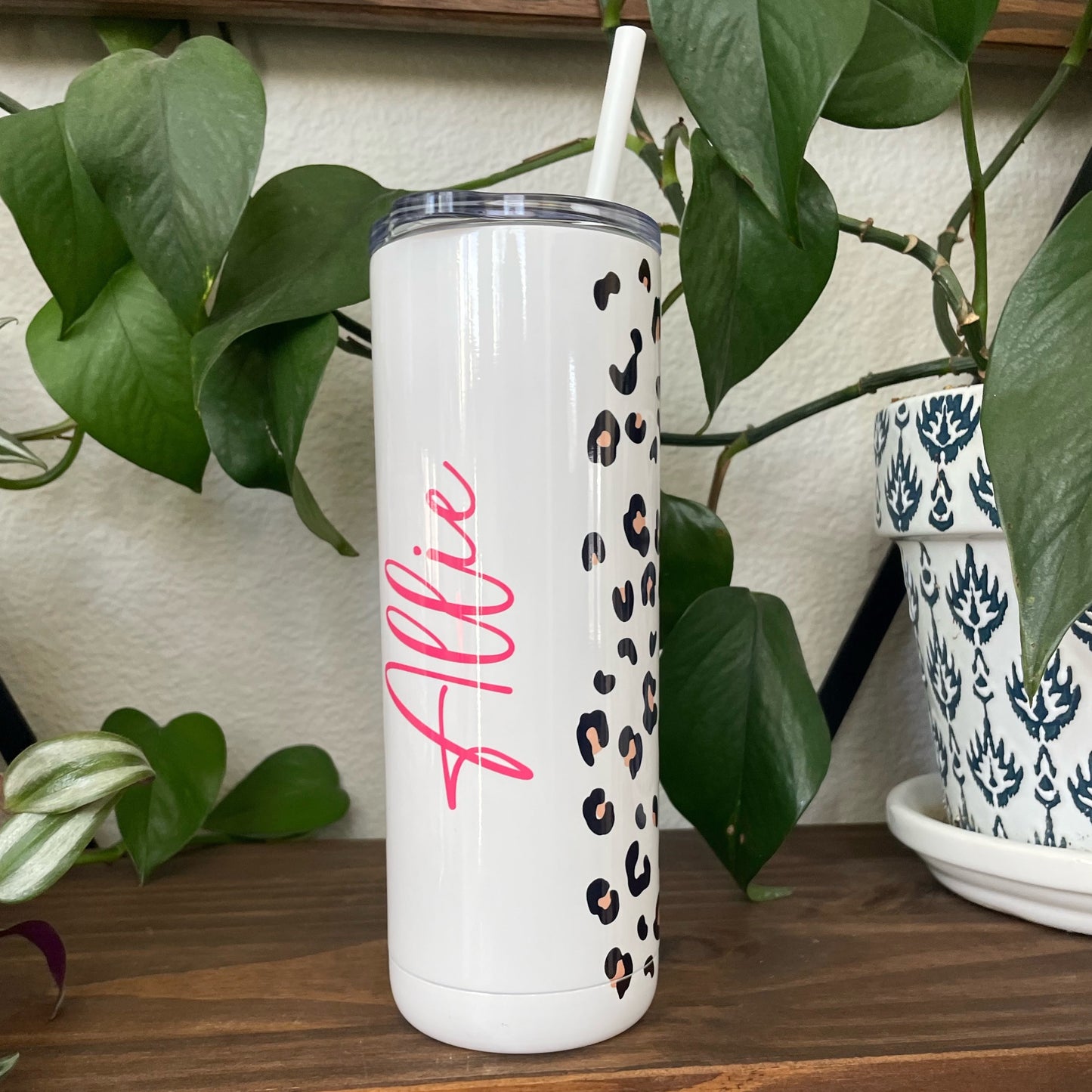 Personalized Leopard Print Water Tumbler