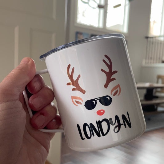 SECONDS SALE Personalized Reindeer Camp Mug