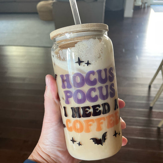 Hocus Pocus I Need Coffee Can Glass