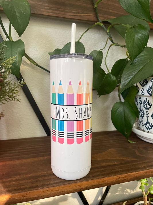 Personalized Colored Pencil Water Tumbler