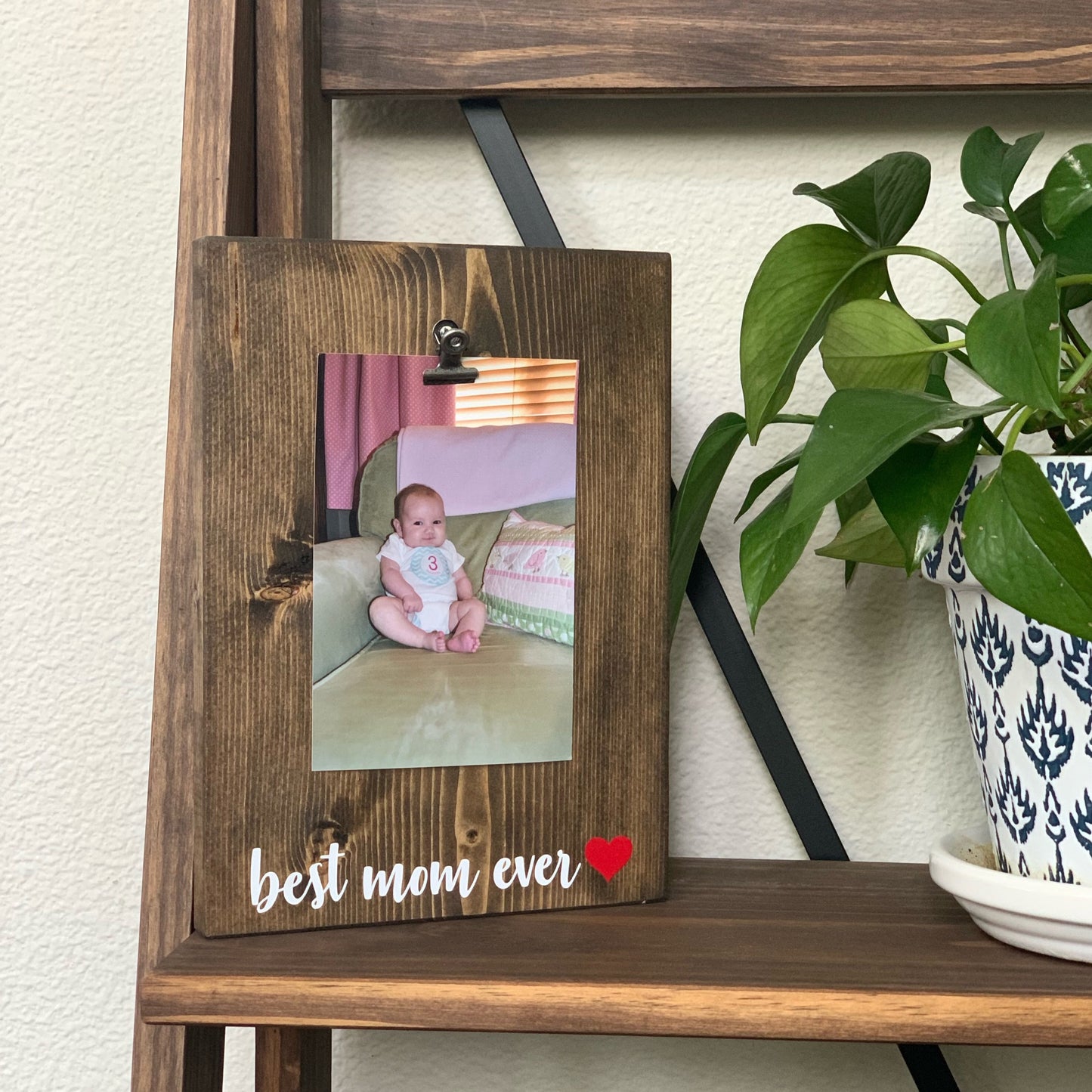 Best Mom Ever Wood Sign With Picture Hanger
