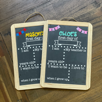 Personalized Back to School Chalkboard with Twine Hanger