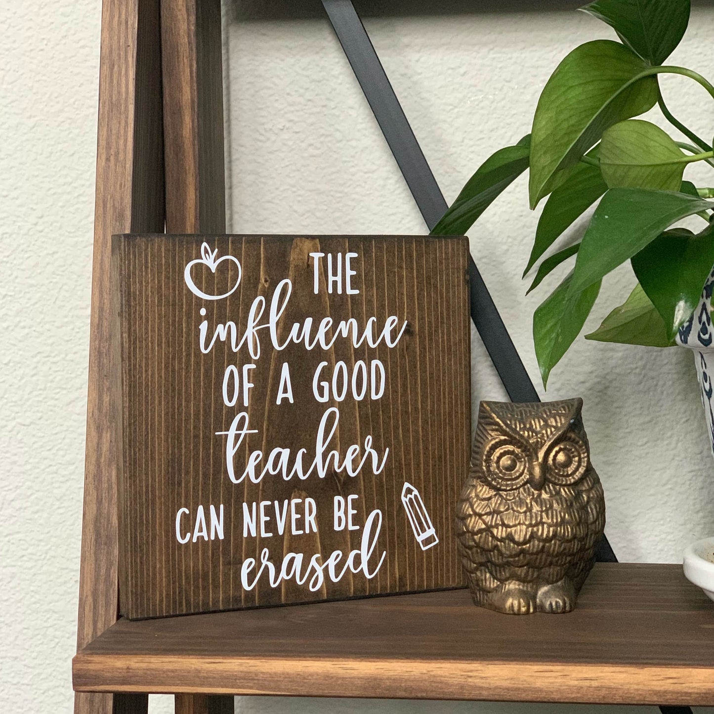 The Influence of a Good Teacher Can Never Be Erased Wood Sign