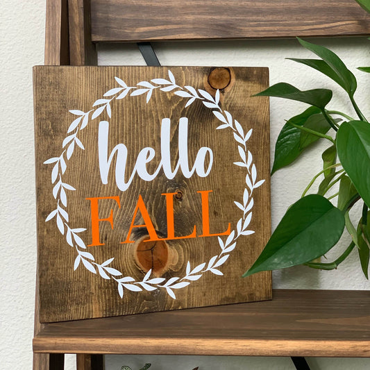 Hello Fall Wood Sign