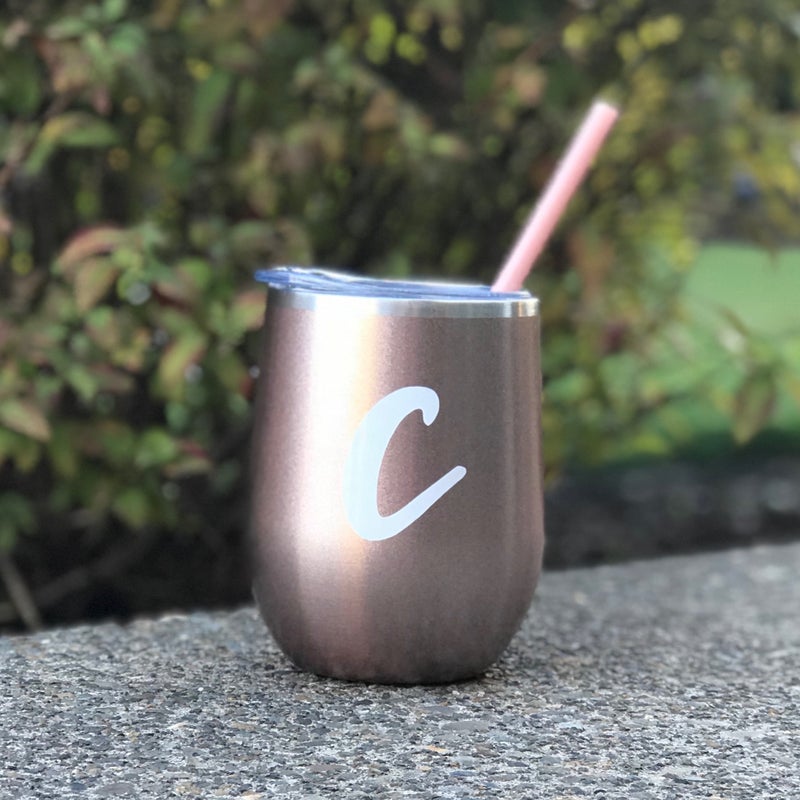Personalized Rose Gold Shimmer Wine Tumbler